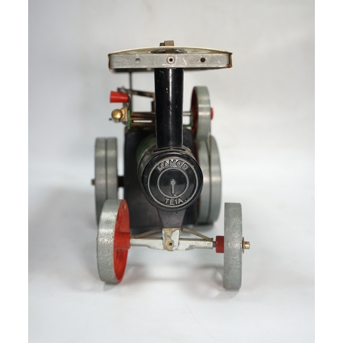 296 - A Mamod live steam traction engine and a single cylinder stationary engine. Condition - poor to fair... 