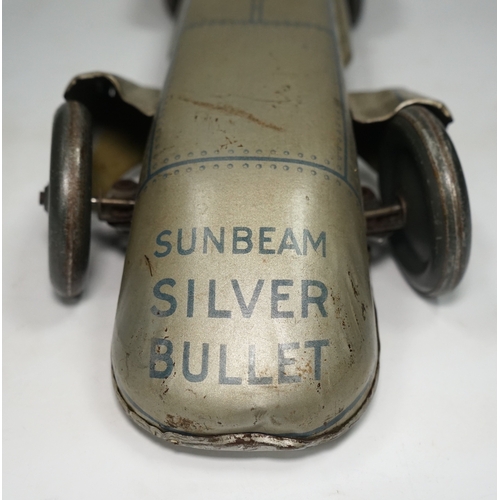 298 - A 1930s Gunthermann (Germany) clockwork tinplate Sunbeam Silver Bullet world record car, with blue p... 