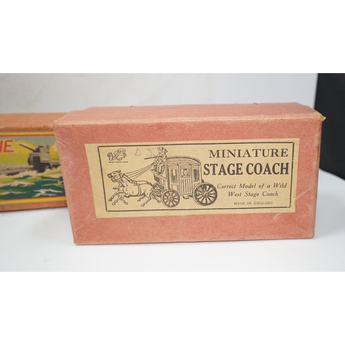 299 - Three boxed 1930s toys; a Johillco Miniature Stage Coach, a Charbens (Set; 503) The Farm Wagon, and ... 