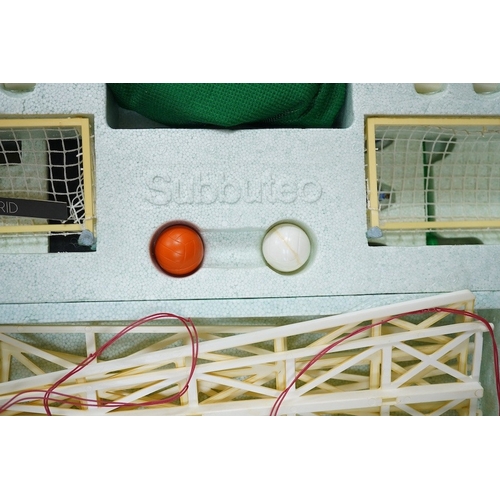 303 - Two boxed Subbuteo table football sets; a European Edition, comprising of two teams, spectators and ... 