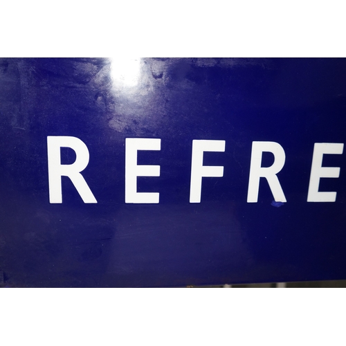 352 - An enamelled British Railways Eastern Region, BR(E) refreshments sign, 122cm x 30.5cm. Condition - f... 