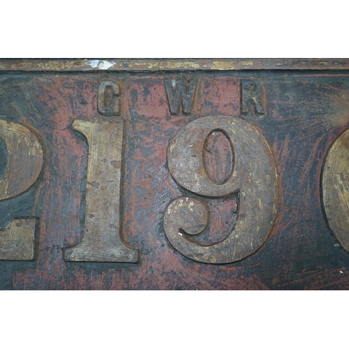 353 - A cast iron GWR locomotive cab side number plate for an 0-6-0ST locomotive, Gwendraeth 2196, built... 