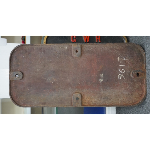 353 - A cast iron GWR locomotive cab side number plate for an 0-6-0ST locomotive, Gwendraeth 2196, built... 