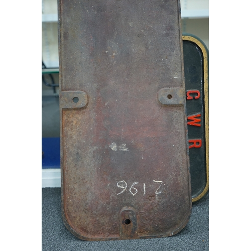 353 - A cast iron GWR locomotive cab side number plate for an 0-6-0ST locomotive, Gwendraeth 2196, built... 