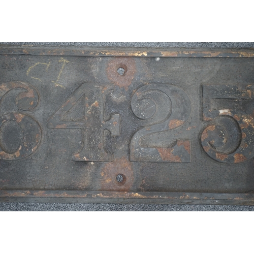 358 - A cast iron GWR locomotive cab side number plate for a Class 64xx 0-6-0PT locomotive, 6425, built in... 