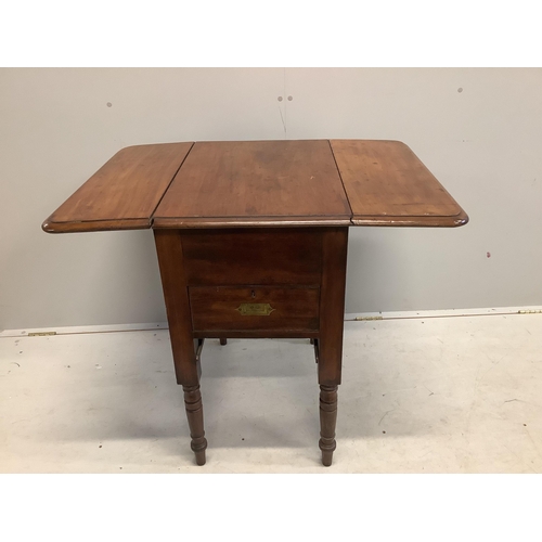 36 - A Victorian mahogany military drop flap table, width 66cm, depth 48cm, height 79cm. Condition - fair... 