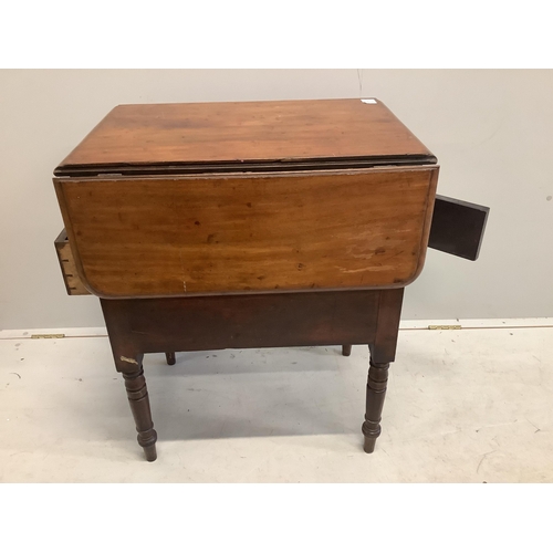 36 - A Victorian mahogany military drop flap table, width 66cm, depth 48cm, height 79cm. Condition - fair... 