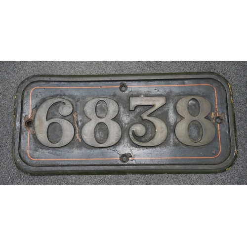 360 - A cast iron GWR locomotive cab side number plate for a Grange Class 4-6-0 tender locomotive, Goodmoo... 