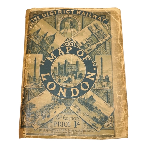 363 - A c.1895 The District Railway Map of London, 5th Edition, folding map on linen with paper covers. Co... 