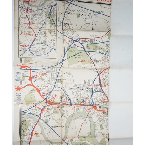 363 - A c.1895 The District Railway Map of London, 5th Edition, folding map on linen with paper covers. Co... 