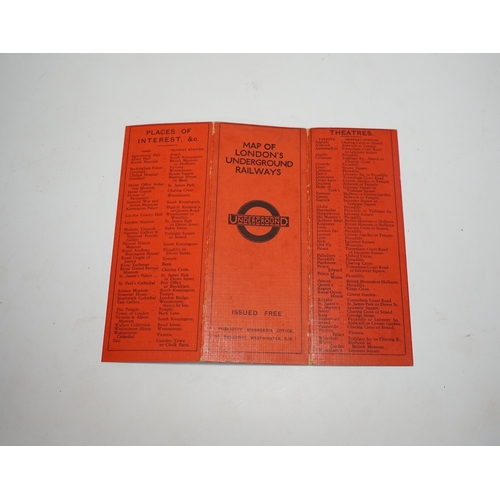 364 - A Stingemore London Underground Railway pocket map c.1930, with red cover. Condition - good.