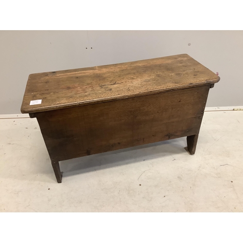 37 - A small oak six plank coffer, width 80cm, depth 32cm, height 45cm. Condition - fair