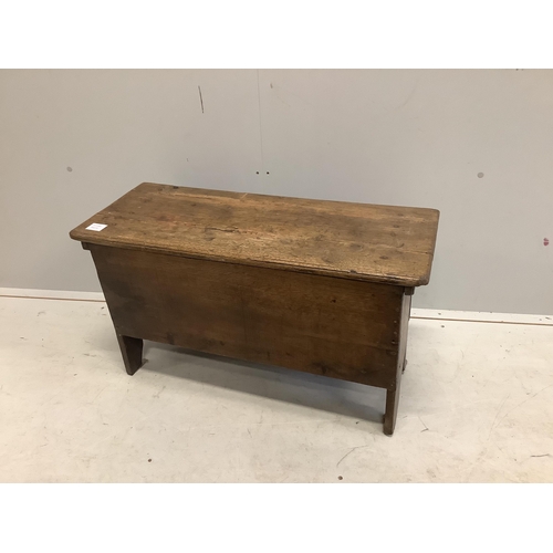 37 - A small oak six plank coffer, width 80cm, depth 32cm, height 45cm. Condition - fair