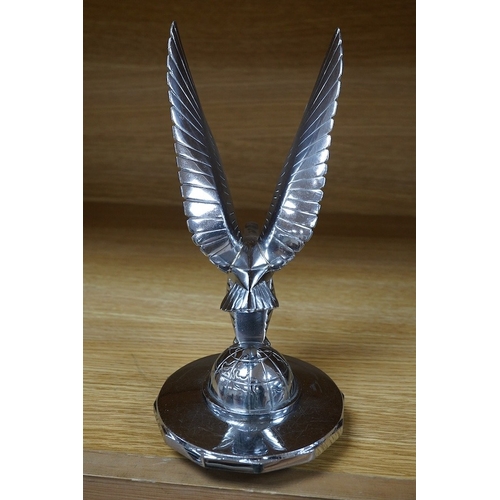 385 - A 1920s/30s French Art Deco eagle on a globe car mascot by Casimir Brau for the car manufacturer M... 