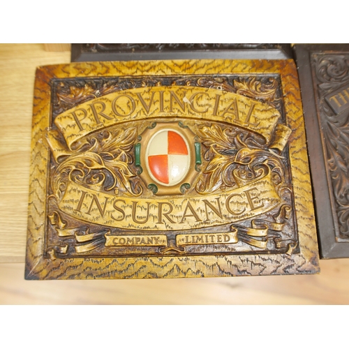 403 - Seven insurance plaques to include The Yorkshire Insurance  company and Alliance Insurance Company, ... 