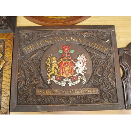 403 - Seven insurance plaques to include The Yorkshire Insurance  company and Alliance Insurance Company, ... 