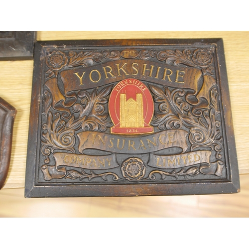 403 - Seven insurance plaques to include The Yorkshire Insurance  company and Alliance Insurance Company, ... 