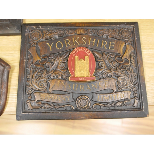 403 - Seven insurance plaques to include The Yorkshire Insurance  company and Alliance Insurance Company, ... 