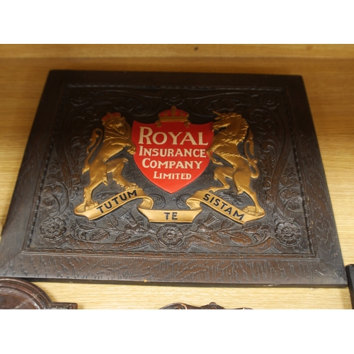 403 - Seven insurance plaques to include The Yorkshire Insurance  company and Alliance Insurance Company, ... 