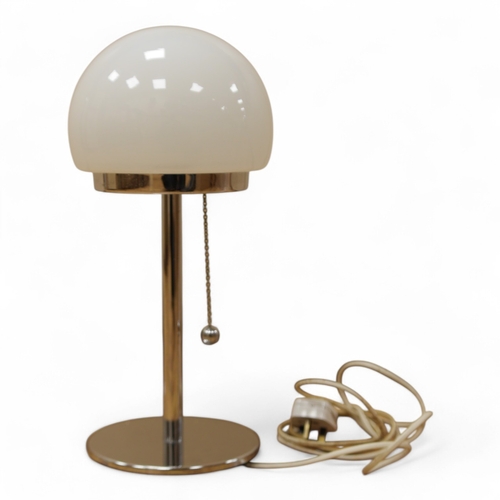 451 - A 1970’s French S.C.E. cloud/mushroom form chrome table lamp with white glass shade. 42cm high. Cond... 