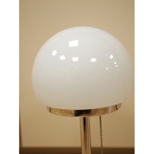 451 - A 1970’s French S.C.E. cloud/mushroom form chrome table lamp with white glass shade. 42cm high. Cond... 