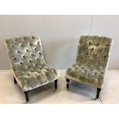 47 - A pair of Victorian style upholstered side chairs, width 62cm, depth 68cm, height 90cm. Condition - ... 