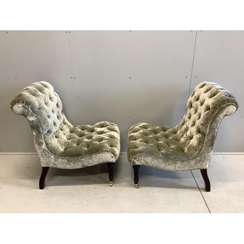 47 - A pair of Victorian style upholstered side chairs, width 62cm, depth 68cm, height 90cm. Condition - ... 