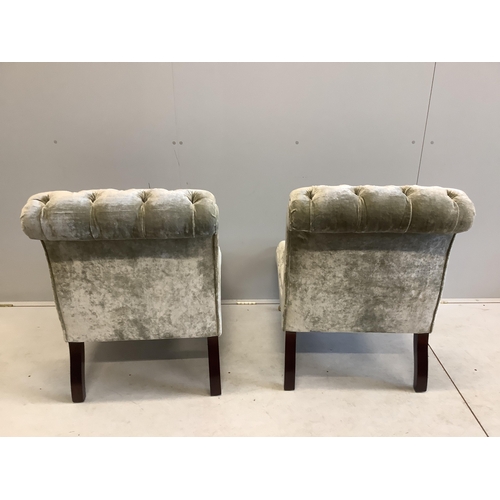 47 - A pair of Victorian style upholstered side chairs, width 62cm, depth 68cm, height 90cm. Condition - ... 