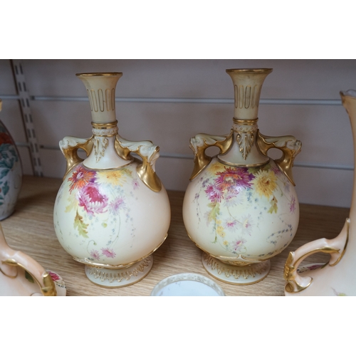 479 - Two pairs of Royal Worcester blush ivory vases, model numbers 2332 and 1626 and Vienna type coffee c... 