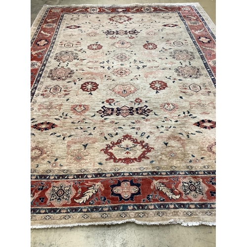 48 - A Zeigler style ivory ground carpet 360 x 273cm. Condition - good.