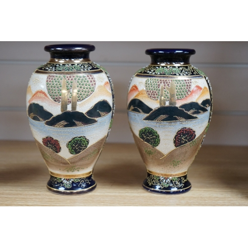 482 - A pair of Japanese Satsuma vases, 22.5cm. Condition - good