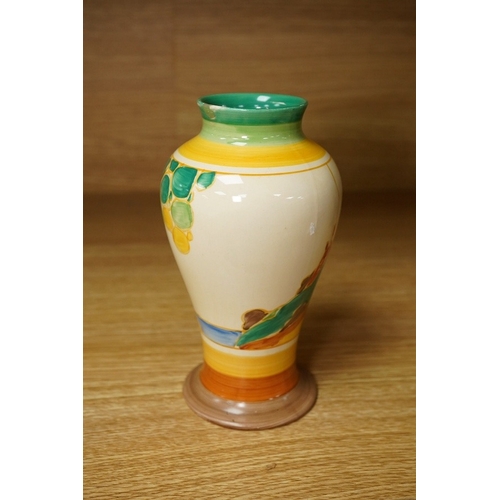 483 - A Clarice Cliff Bizarre Secrets pattern vase, circa mid-1930s, 16cm. Condition - restored chip to ... 