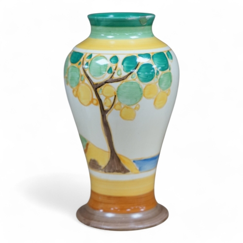 483 - A Clarice Cliff Bizarre Secrets pattern vase, circa mid-1930s, 16cm. Condition - restored chip to ... 