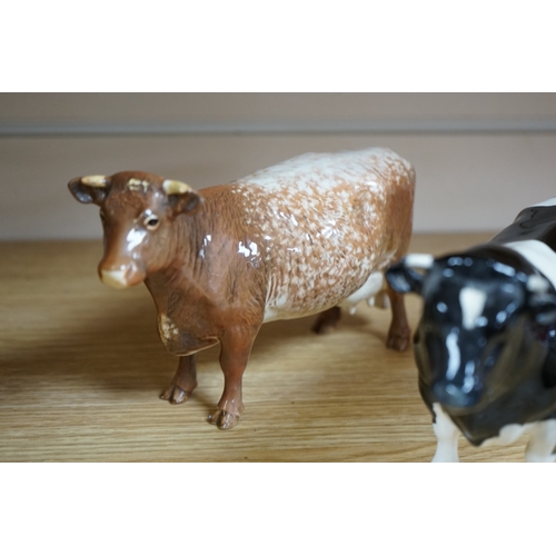 489 - A Beswick model of a Shorthorn cow, ch. ''Eaton Wild Eyes 91st'', together with a Beswick Coddington... 