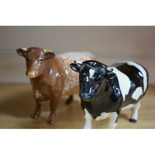 489 - A Beswick model of a Shorthorn cow, ch. ''Eaton Wild Eyes 91st'', together with a Beswick Coddington... 