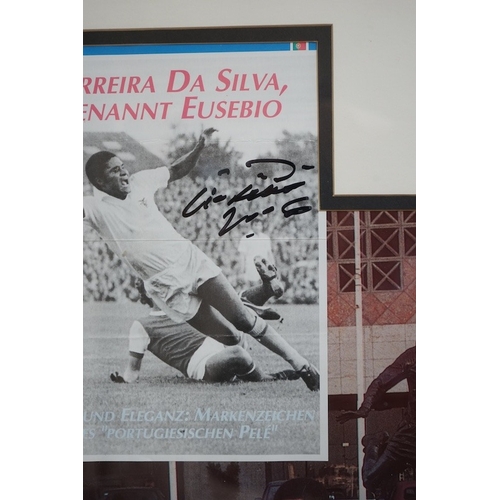 495 - Eusebio, football interest signed colour photograph, label verso, overall 76 x 53cm. Condition - goo... 