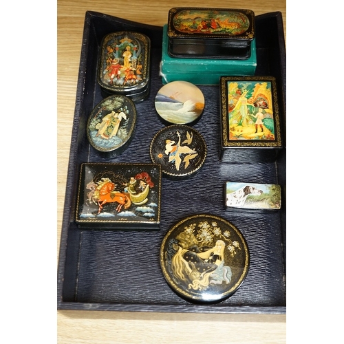 500 - Nine late 19th/early 20th century Russian lacquer boxes. Condition - good