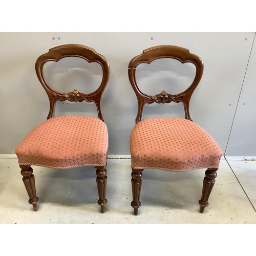 51 - A pair of Victorian mahogany dining chairs, on fluted legs, another on cabriole legs and a Chippenda... 