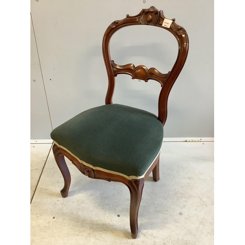 51 - A pair of Victorian mahogany dining chairs, on fluted legs, another on cabriole legs and a Chippenda... 