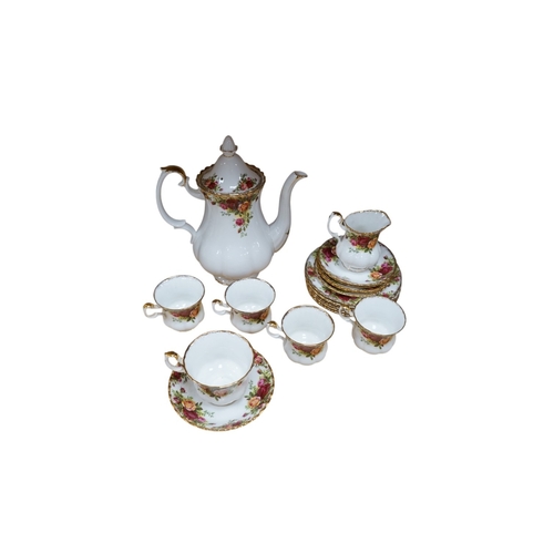 510 - A Royal Albert old country roses part coffee set. Condition - good