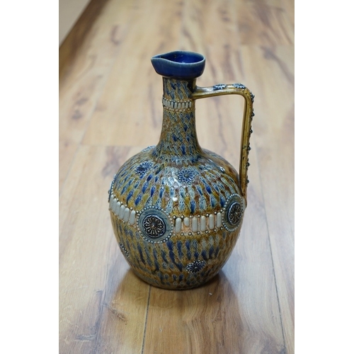 515 - A Doulton Kingsware ewer and a Doulton stoneware jug, c.1882, tallest 29cm high. Condition - chip to... 