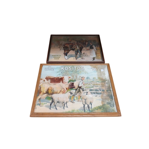 517 - Two Kositos chromolithograph adverts for cooked horse, cattle, sheep and pig food, largest 49cm wi... 