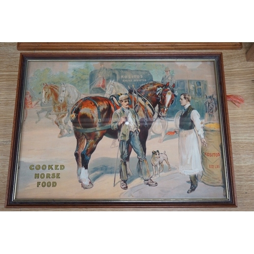 517 - Two Kositos chromolithograph adverts for cooked horse, cattle, sheep and pig food, largest 49cm wi... 