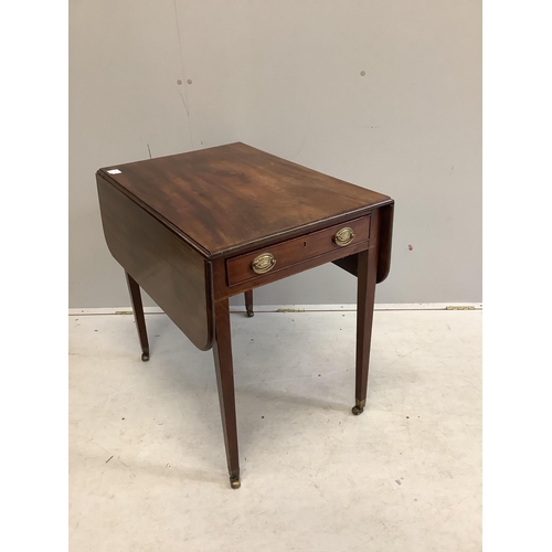 52 - A George III mahogany Pembroke table, width 51cm, depth 73cm, height 69cm. Condition - fair to good... 