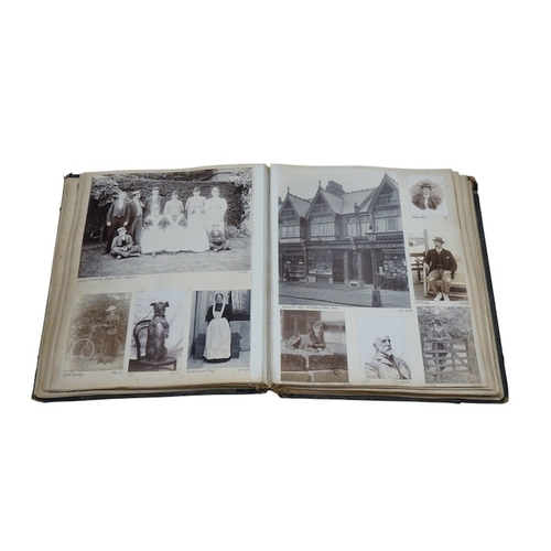 522 - A late Victorian photograph album; 1890's onwards, assorted portraits, topography including Sussex, ... 