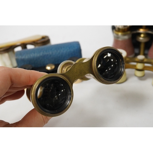 532 - Six late 19th / early 20th century opera glasses including mother-of-pearl examples. Condition - fai... 