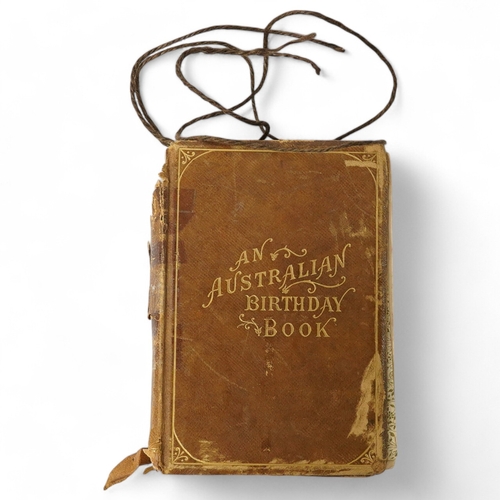 534 - A late 19th century leather bound An Australian birthday book,  containing family history, portrai... 