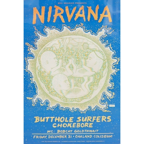 556 - Three Bill Graham concert posters to include Nirvana, 1993. Condition - good