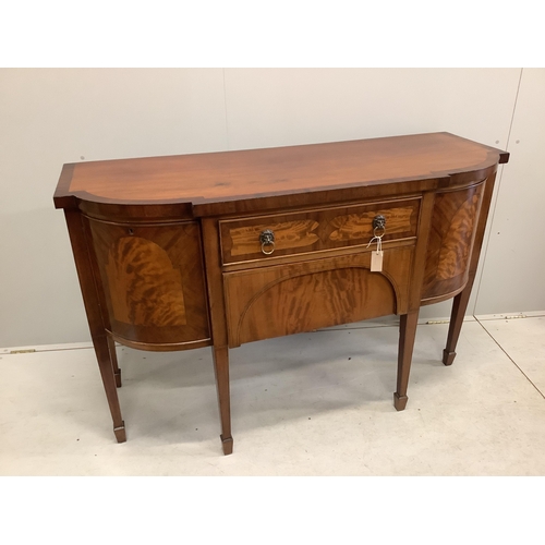 57 - A George IV mahogany bow front sideboard, width 150cm, depth 57cm, height 95cm. Condition - poor to ... 