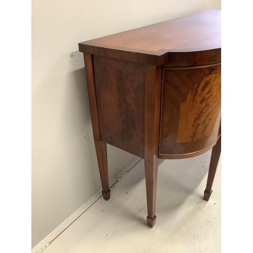 57 - A George IV mahogany bow front sideboard, width 150cm, depth 57cm, height 95cm. Condition - poor to ... 